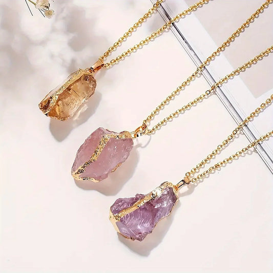 Gold Plated Natural Stone Pendant