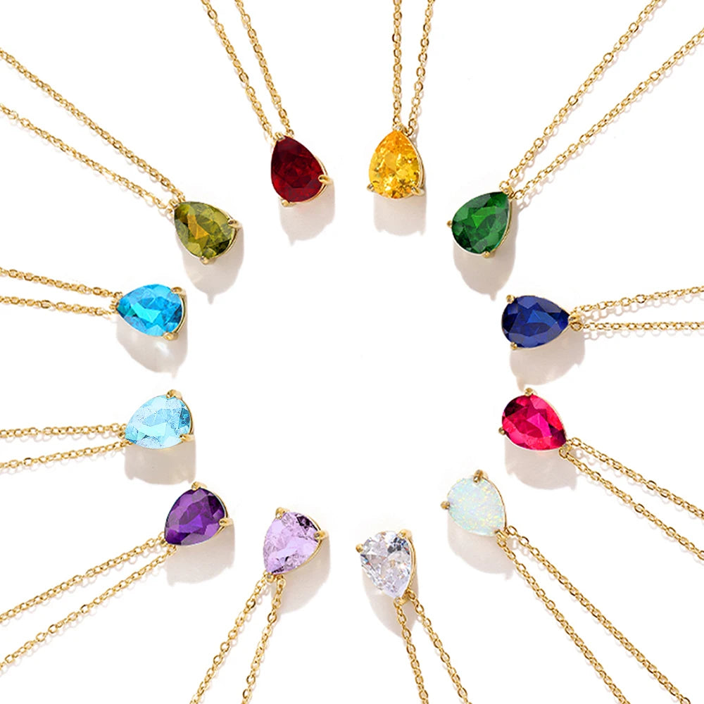 Shiny Birthstone Crystal Necklace